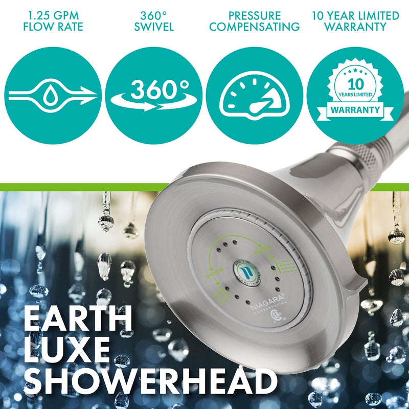 Niagara Conservation Niagra Conservation N3912BN Earth Luxe High Efficiency Showerhead, Brushed Nickel - Image 2